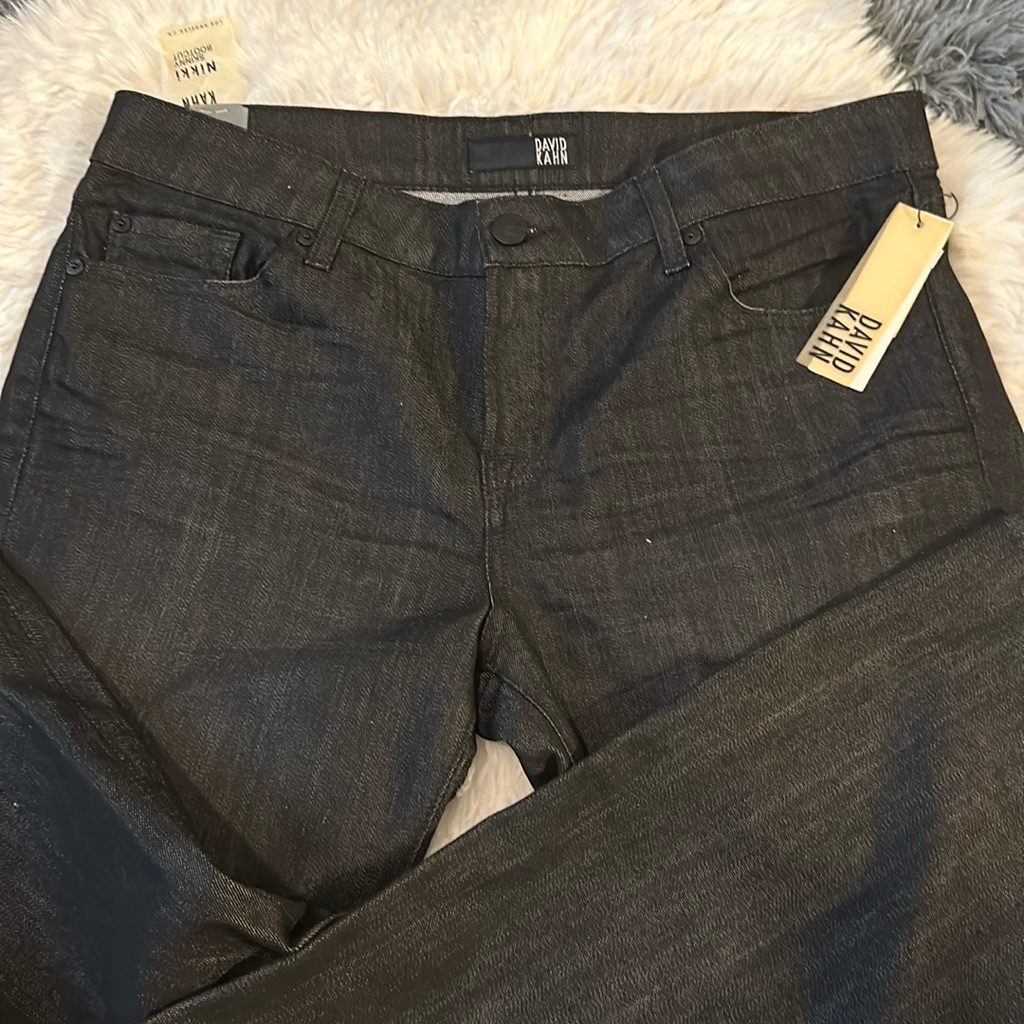 Nwt David Kahn Black Washed Skinny Bootcut Denim Size 31